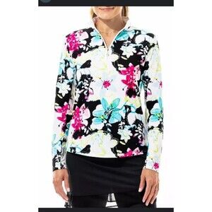 SanSoleil Women's SolTek Ice UV 50 Long Sleeve Mock Neck Sun Shirt Golf Size XS